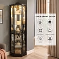 thumbnail image 5 of Curio Cabinet 72" Lighted Glass Corner Cabinet, Corner Display Cabinet with 6 Adjustable Glass Shelves Vintage, Curio Display China Cabinet Light Bulb Included, 5 of 12