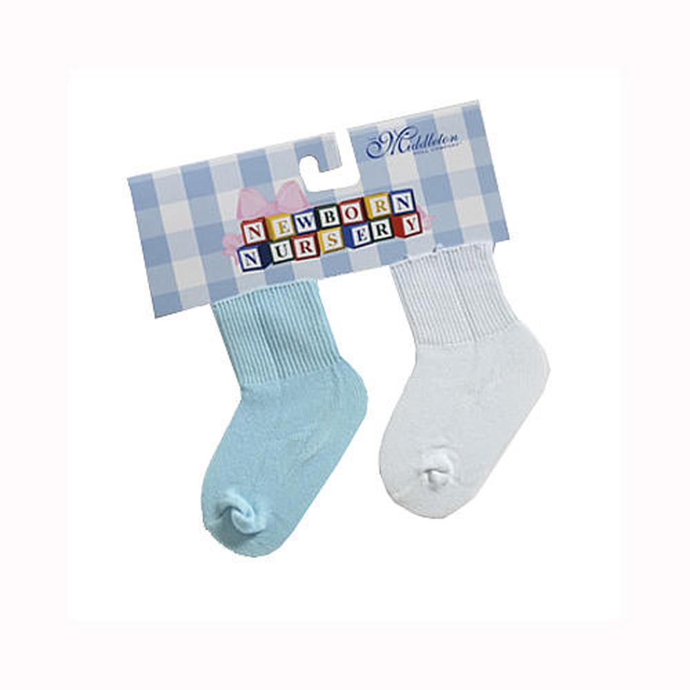 Lee Middleton 2 Blue /& 2 White Newborn Nursery Baby Doll Socks NEW 4 pairs