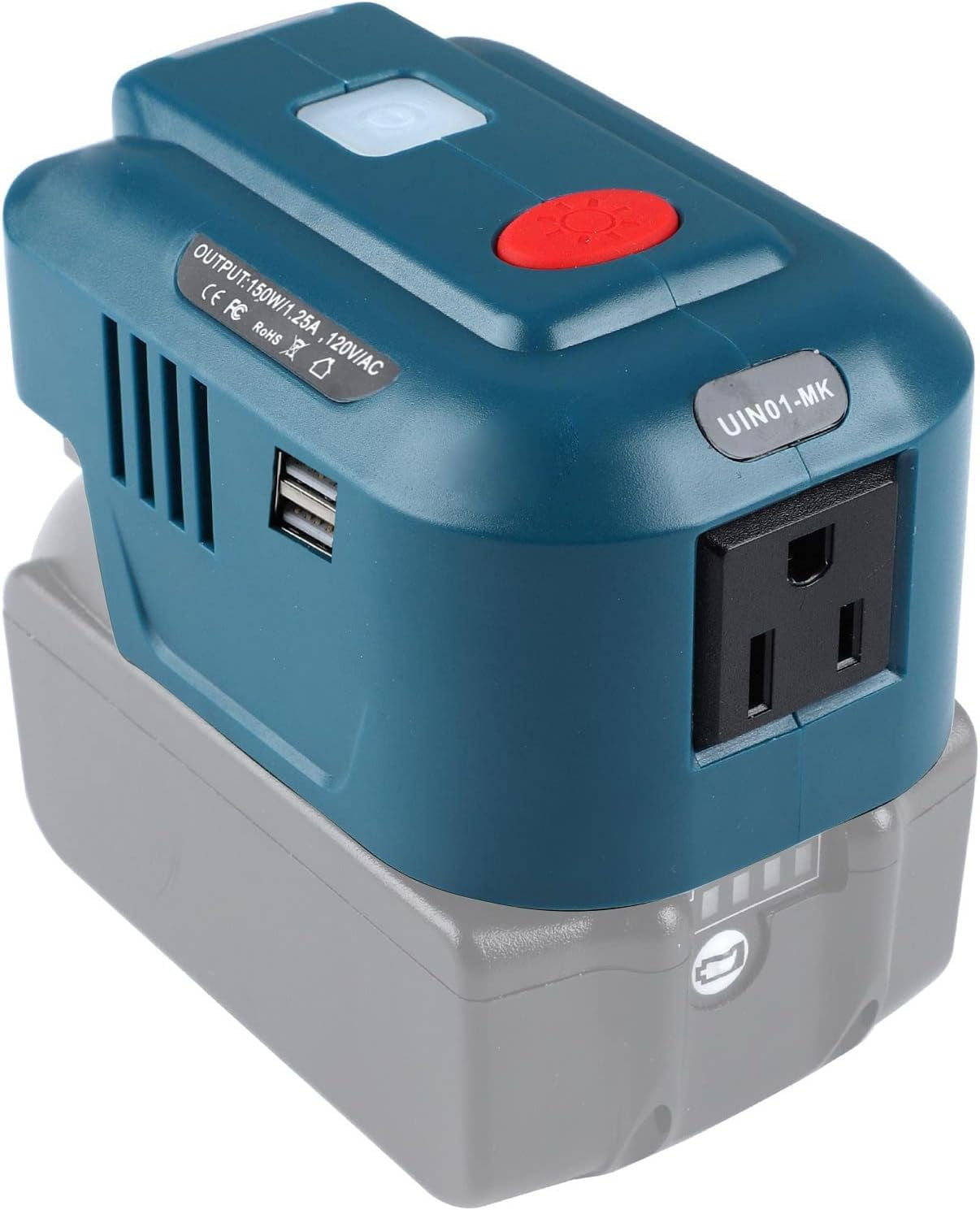 for Makita Powered Inverter Generator 150W for Makita Battery DC 18v to 110v AC Output, Portable Power Source USB Charger Adapter, for Makita Power Station with LED Light