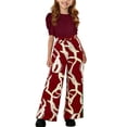 thumbnail image 4 of FSYBOA Girls Casual Outfit Sets, Fashion Summer 2 Piece Crewneck Kids Clothing Set Wine Size 9-10T, 4 of 4