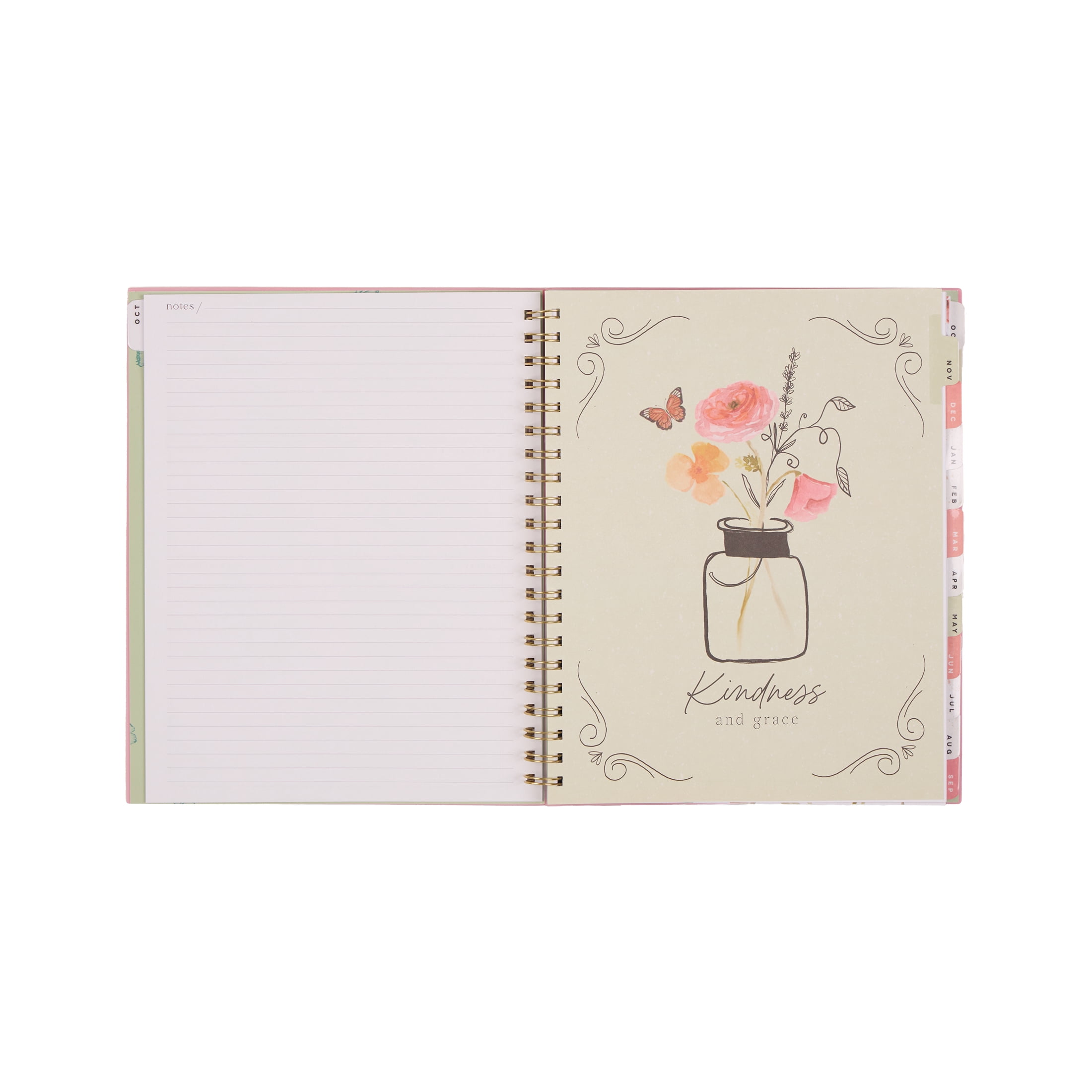 Organized by Happy Planner Monthly Weekly Big Planner (8.5" x 11") Kindness & Grace, 15-Month October 2025-December 2026, metal twin loop