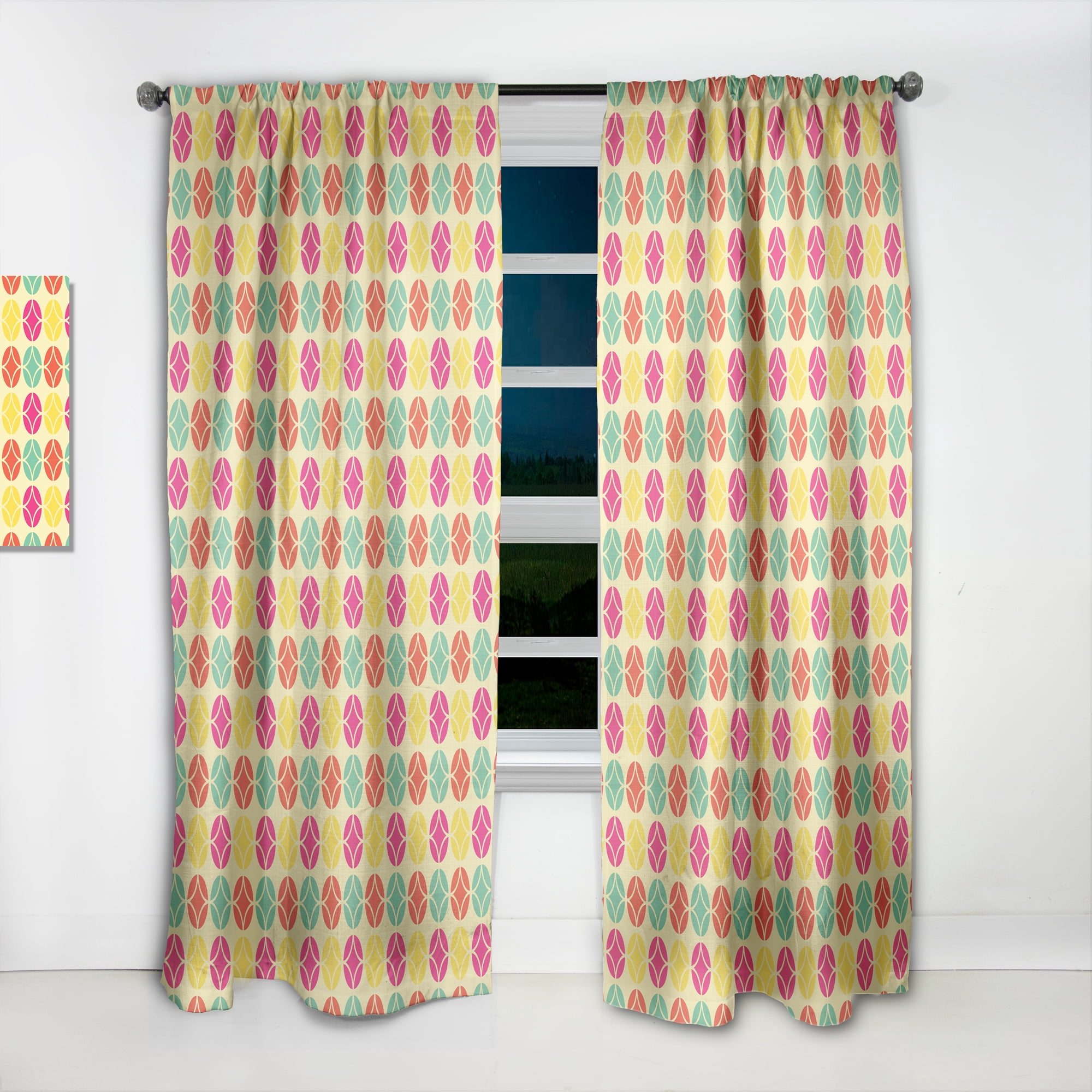 Designart 'Circular Retro Pattern VII' Mid-Century Modern Curtain Panel