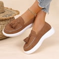 thumbnail image 5 of IEMIEMIEM Women's Suede Penny Loafer Shoe Comfort Tassel Embellished Trendy Loafers 2026 Fall Fashion Slip-on Shoes Soft Sole Flat Brown 8.5 Wide, 5 of 6