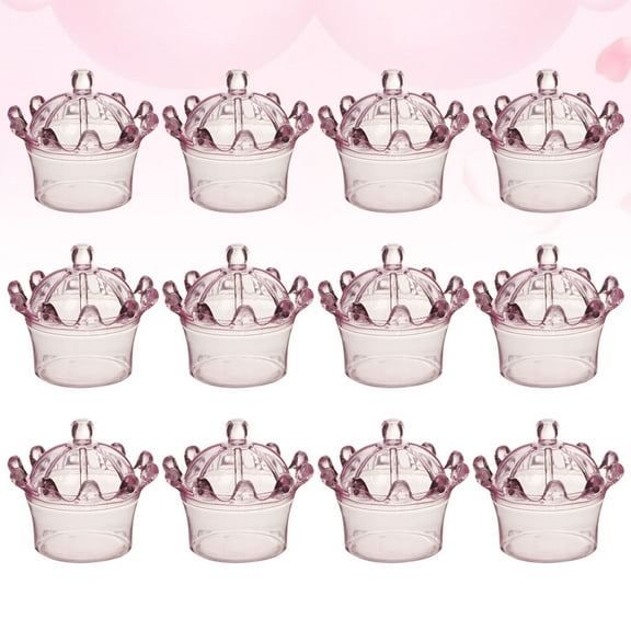 Raindrops Crown Shaped Candy Boxes for Holding Candies Plastic Pink 12 Pieces Creative Style