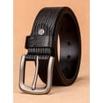 thumbnail image 6 of Catelles Genuine Leather Pin Buckle Men's Black Belt, Crocodile Texture Casual Style, Gift Box with Hole Puncher&For waist 42 in Width1.5 in(3.8cm), 6 of 9
