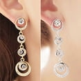 thumbnail image 2 of Grandest Birch Stud Earrings Circle Dangle Dazzling Rhinestone Women Long Drop Ear Studs Jewelry for Wedding Rhinestone,Alloy Gold, 2 of 8
