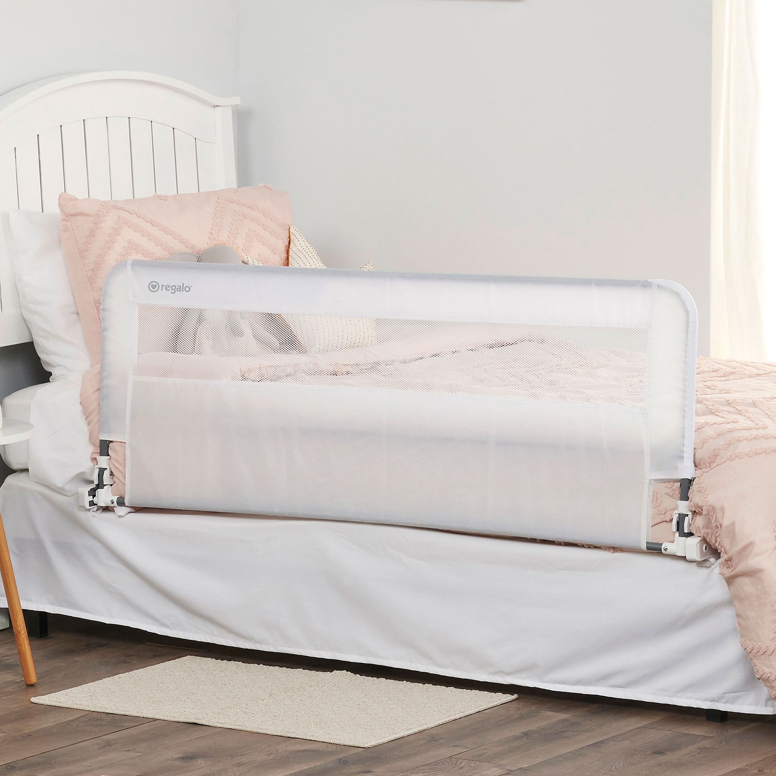 Regalo Hideaway 54" Extra Long Bed Rail Guard for Toddlers with Reinforced Anchor Safety System