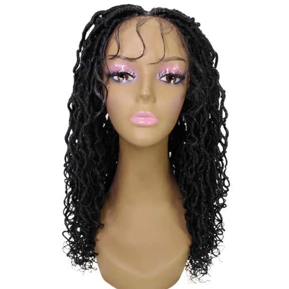 LUXLUXE Diamond Curly Locs 23 in Long 4X4 Hand Tied Lace Braid Braided Wig, Beauty Heat Resistant Fiber, Salt and Pepper Grey Color