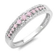 thumbnail image 1 of Dazzlingrock Collection 14K Round Pink Sapphire & White Diamond Ladies Anniversary Wedding Band Ring, White Gold, Size 6, 1 of 5