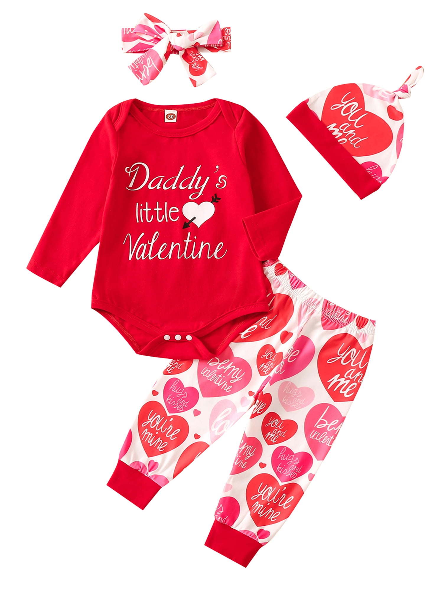My First Valentines Day 3Pcs Toddler Baby Girls Clothes Set Daddy's ...