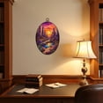 thumbnail image 4 of Canvas Wall Art Western Landscape Dawn Stained Glass Art Oval Framed Canvas Prints Vintage Wall Hanging Decor for Home Decorations 8.6"x11.4", 4 of 7