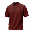 thumbnail image 6 of Dresfit Henley Shirts for Men Short Sleeve Waffle Knitted Shirt Summer 2026 Basic Athletic T Shirts Big and Tall Oversized Button Down Tees Wine L, 6 of 9