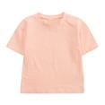 thumbnail image 6 of YUGYXL Toddler kids Summer Outfits Solid Color Cotton 2 Piece Sets Casual Loose Round Neck Short Sleeve Tshirt Match Soft Comfy Shorts Best Gift for Girl Pink,4-5 Years, 6 of 9