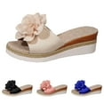 thumbnail image 6 of Flower Dress Sandals for Women 2025 Trendy Boho Summer Peep Toe Platform Slip on Espadrilles Wedge Slides, 6 of 7