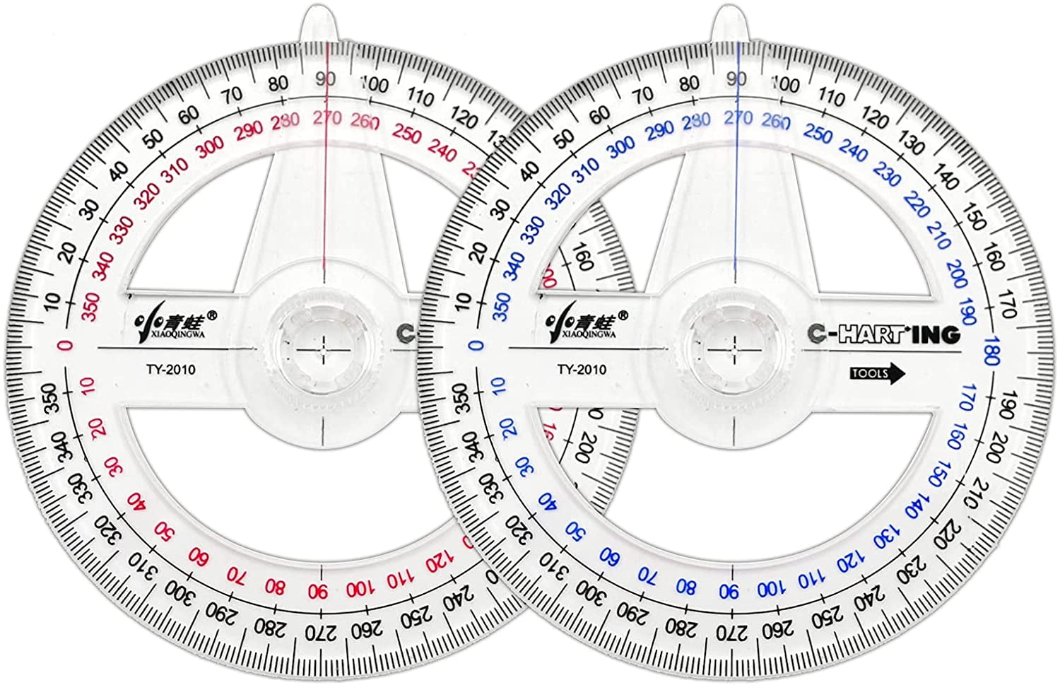 360° Protractor Pack of 2 Protactors Plastic Protractor Math