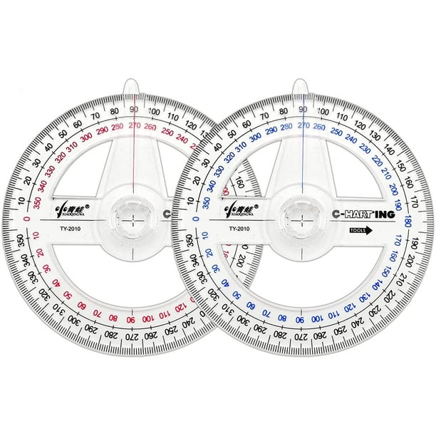 360° Protractor Pack of 2 Protactors Plastic Protractor Math