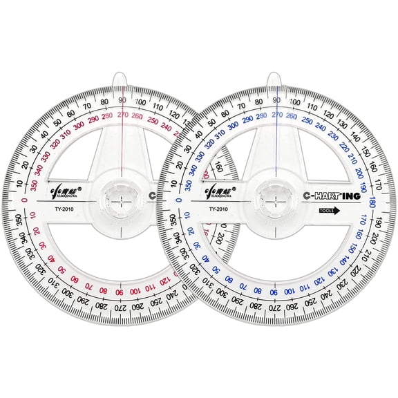 360 Protractor Pack of 2 Protactors Plastic Protractor Math Protractors Clear Protractor Ruler Drafting Tools Circle Protractor for Geometry