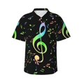 thumbnail image 1 of Balery Music Notes Camisas hawaianas de manga corta para hombre, camisas playeras de corte holgado, camisas de vacaciones con botones,XX-Large, 1 of 7