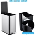 thumbnail image 5 of BENESKY Small Bathroom Trash Can with Lid Soft Close, Step Pedal, 10 Liter / 2.6 Gallon Stainless Steel Garbage Can with Removable Inner Bucket, Silver, 5 of 7