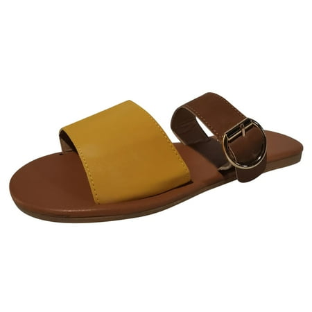 

nsendm Thong Sandals for Women 9 Mixed Sandals Breathable Shoes Open Toe Colors High Heel Sandals Shoes for Women Yellow 8.5
