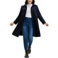 thumbnail image 3 of GRACE & GRANDEUR Women's Plus Size Winter Coats Single Breasted Jackets Long Trench Coats 1X Dark Blue, 3 of 8