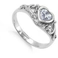 thumbnail image 4 of CHOOSE YOUR COLOR White CZ Heart Swirl Baby Ring .925 Sterling Silver Band Blue Female Size 5, 4 of 4