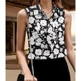 thumbnail image 4 of Camisas Sin Mangas con Botones para Mujer, Blusas Informales de Negocios con Cuello en V y Cuello Halter. Negro L, 4 of 8