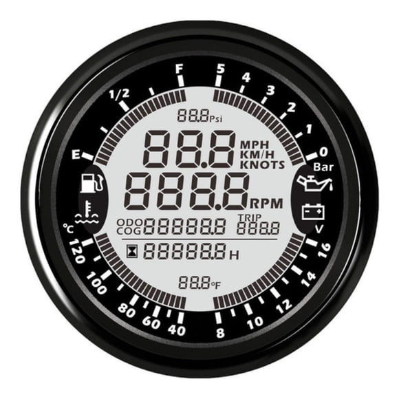 6 In 1 Multi-functional Gauge Meter Car Boat 85mm GPS Speedometer Tachometer 12V Fuel Level Water Temp Oil Pressure 0~5Bar ,High Precision