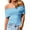 Sky blue, variant on Short Sleeved Women's Off The Shoulder Sweaters Casual Knit Y2K Going Out Tops Blouses