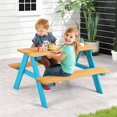 Blue Kids Picnic Table Kids Dining Table Set for 4 Wooden Bench Seats