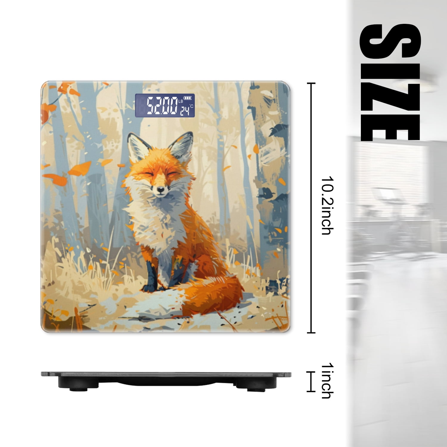 Bathroom Scale, Highly Accurate Digital Body Scale,Precisely Measures Weight up to 400 lbs-Cute Fox In The Forest Surrounded By Trees And Leaves