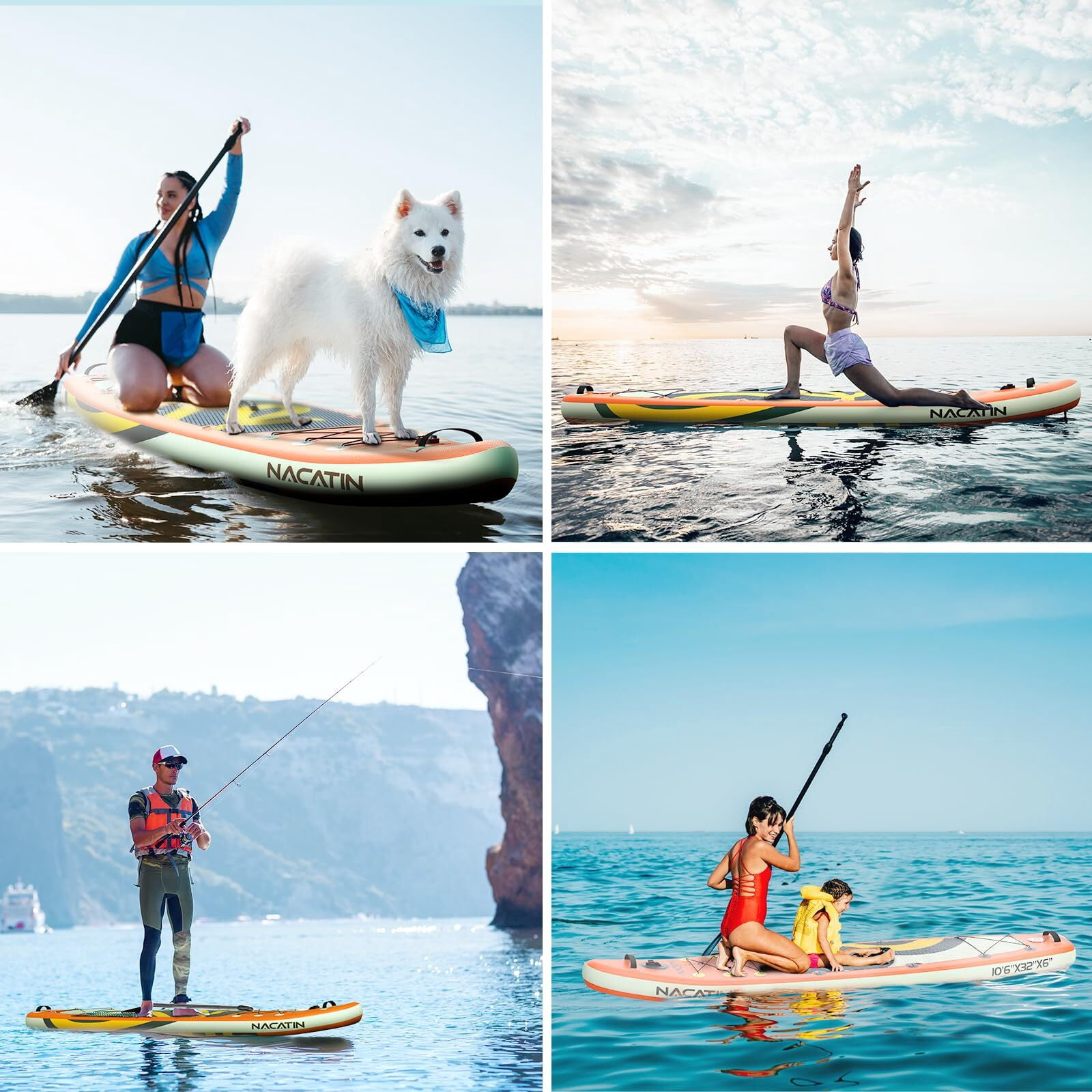 10'6" Inflatable Paddle Board with Kayak Seat Nacatin Stand-Up Paddleboard with Premium SUP Board Accessories Kit and Backpack