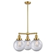 thumbnail image 1 of 207-SG-G202-8-Innovations Lighting-Large Beacon - 3 Light Chandelier   Satin Gold Finish with Clear, 1 of 1