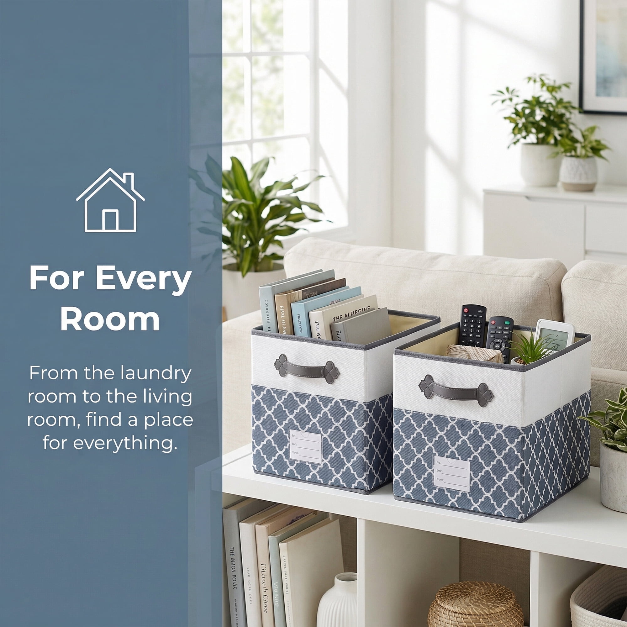 Unique Bargains Storage Basket with Handle for Organizing Objects Grey 11.8"x11.8"x11.8"
