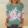 thumbnail image 2 of Blusas de Manga Corta para las Mujeres Pascua Impresa Suelta de Tres Cuartos de Manga Superior, Blusas para las Mujeres Casual, 2 of 4
