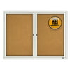 "Quartet Enclosed Cork Bulletin Board, Cork/Fiberboard, 48"" x 36"", Silver Aluminum Frame"