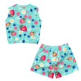 thumbnail image 5 of chaqlin Strawberries-Blue Print Girls Summer Clothes Two Piece Outfits - Sleeveless Tank Top & Soft Elastic Waist Shorts with Pockets for Running Yoga, 5 of 7