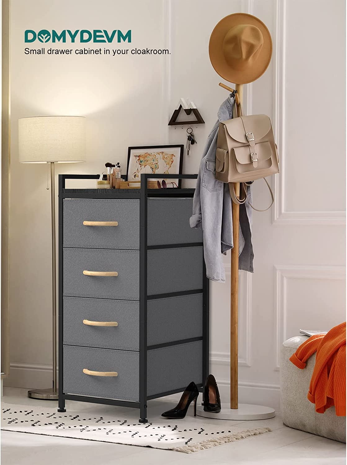Oumilen Adult 4 Tier Drawer Closet Organizer Tower Clothing Storage Drawers, Gray