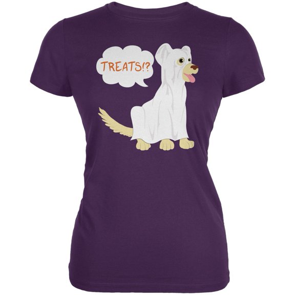 Halloween Ghost Treats Dog Purple Juniors Soft T-Shirt - 2X-Large