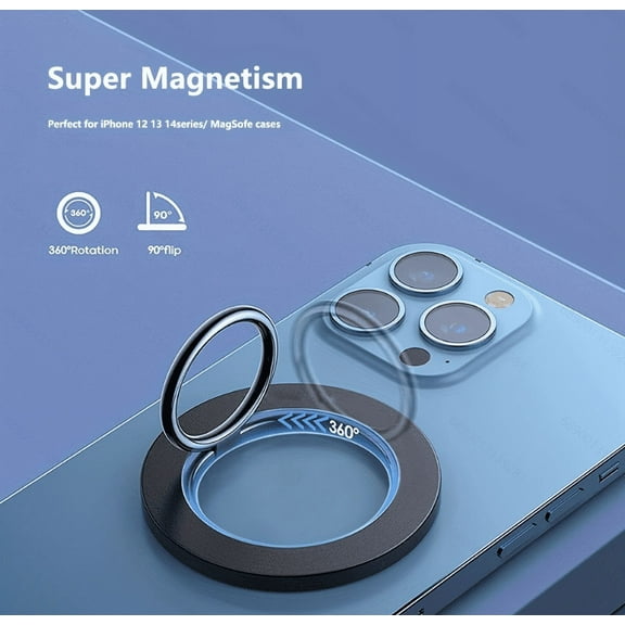 Magnetic Mobile Phone Ring Holder for MagSafe, 360° Adjustable Finger Ring Grip and Stand for iPhone 14 13 12 Series MagSafe Accessories