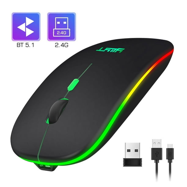 LED Bluetooth Mouse Dual-Mode Slim Rechargeable Wireless Mouse