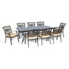 Hanover Traditions 9-Piece Aluminum Outdoor Patio Dining Set with Rectangular Dining Table, Seats 8