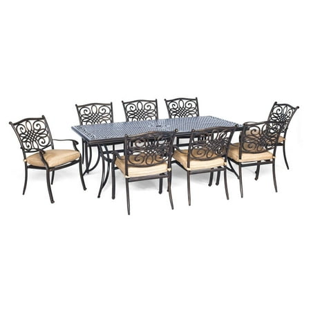 Hanover Traditions 9-Piece Dining Set with Eight Stationary Dining Chairs and an Extra-Long Dining Table