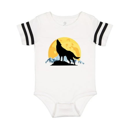 

Inktastic Wolf Wilderness Mountains Moon Gift Baby Boy or Baby Girl Bodysuit