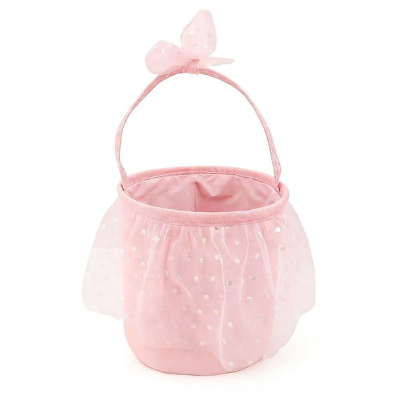 SLYNSHome Easter Baskets with Handle,Pink Bucket Tote Bag Party Favors Decorative Gift Storage Baskets