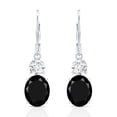thumbnail image 2 of Rosec Jewels Oval Shape Lab Grown Black Diamond Drop Earrings with Moissanite for Women - 8 Carat, 14K White Gold, 2 of 6