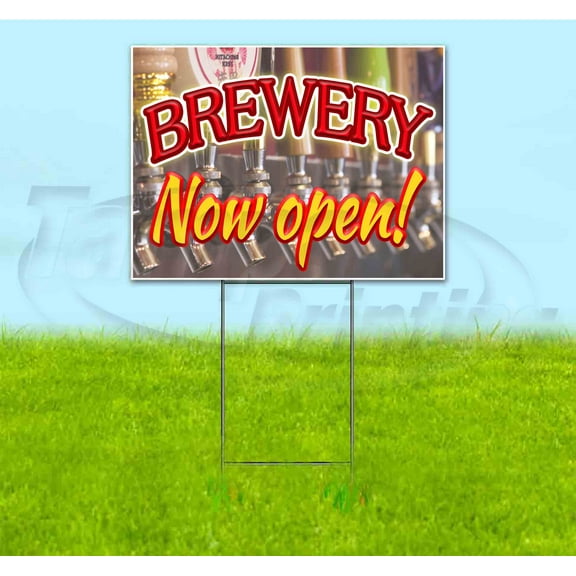 Brewery Open (18" x 24") Yard Sign, Includes Metal Step Stake