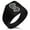 Black, variant on Stainless Steel God of Mischief Loki Viking Norse Needle Stripe Pattern Biker Style Polished Ring
