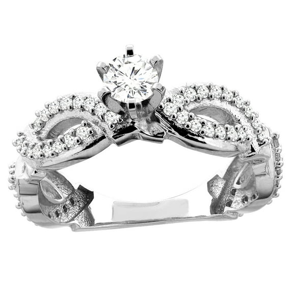 14K White Gold 0.75 cttw. Round Diamond Engagement Ring, size 7.5