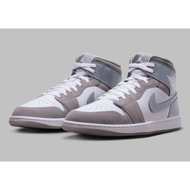 N I-K-E A i r-Jor-dan 1 Mid SE White Cool Grey Mens Grey Sports Sneaker HF3216-100